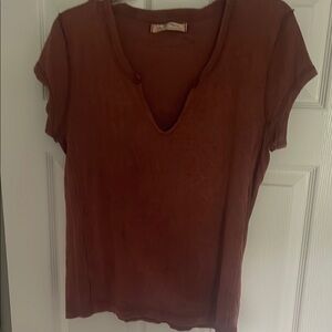 We The Free Red Fitted Short Sleeve Tee